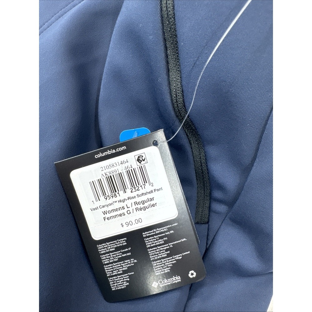 Columbia Women's Vast Canyon™ High Rise Softshell Pants Blue Large NWT - Picture 3 of 4